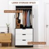HOMCOM 3 Drawer 2 Door Wardrobe, Modern Clothes Storage Cupboard Unit with Hanging Rod, Bedroom Wardrobe with Soft Closing Hinge, 50D x 80W x 180Hcm, Black