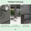 Outsunny Rattan Side Table, Outdoor Coffee Table with Plastic Board Under the Full Woven Table Top for Patio, Garden, Balcony, Grey