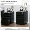 Vinsetto 3-Drawer Filing Cabinet with Lock, Mobile Steel File Cabinet for A4, Legal and Letter Size, Under Desk Drawers with Pre-Assembled Body for Home Office, 39 x 48 x 60 cm, Black