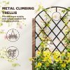 Outsunny Raised Garden Bed with Metal Trellis, Wooden Elevated Planter Box with Wheels and Drainage Holes, Outdoor Raised Planter for Climbing Plants, Fruits, Vegetables, Flowers, Brown