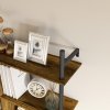 HOMCOM Floating Shelves, 104CM Wall Mounted Ladder Shelf with 4 Hooks, Rustic Hanging Display Shelf for Living Room, Entryway, Kitchen, Rustic Brown