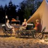 Outsunny 4 Piece Foldable Camping Table and Chairs Set, Portable Picnic Table with 3 Chairs, Cup Holders and Carrying Bag, Outdoor Lightweight Table Set for BBQ, Picnic, Parties, Grey