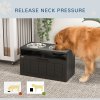 PawHut Raised Dog Bowl, Elevated Pet Bowls with Slow Feeder, Two Stainless Steel Bowls, Drawer, for Large & Extra Large Dogs, Black
