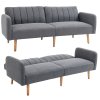 HOMCOM 3 Seater Sofa Bed, Convertible Linen Fabric Sofa Couch, Click Clack Sofabed with Adjustable Split Backrest for Living Room, Bedroom, Guest Room