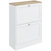 HOMCOM Slim Shoe Storage Cabinet for Hallway, Modern Narrow Shoe Cabinet with 2 Flip Drawers and Adjustable Shelves for 12 Pairs of Shoes, White