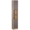 HOMCOM Narrow Bathroom Cabinet, Slim Bathroom Storage Unit with Open Compartment, Freestanding Storage Cupboard with Adjustable Shelves for Small Spaces, 30 x 24 x 170 cm
