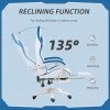 Vinsetto Computer Gaming Chair, PU Leather Office Desk Chair with Footrest, Swivel Wheels, 135?? Reclining Back, Lumbar Support, Headrest for Home, White and Blue