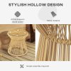 Outsunny Outdoor Coffee Table, Round PE Rattan Side Table with Tempered Glass Table Top, Hollow Drum Design for Garden, Balcony, Patio, Natural
