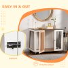 PawHut Dog Crate Furniture, Dog Cage End Table with Wheels, Lockable Door, for Medium Dogs, 106 x 60 x 82 cm - White