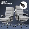 Vinsetto Office Chair with Footrest, Double Padding Ergonomic Desk Chair with 6-Point Vibration Massage and Back Heating, Microfibre Fabric with 135° Reclining Back, Grey