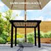 Outsunny Garden Table for 4 Person, Square 86 x 86 x 71cm Patio Outdoor Dining Table with 5.4cm Parasol Hole, Easy Clean Slatted Top, Metal Frame, for Balcony, Deck, Brown