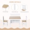 HOMCOM 4-Piece Kids Table and Chair Set with 2 Wooden Chairs, 1 Storage Bench, and Interesting Modern Design, Beige/White