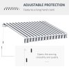 Outsunny 4 x 3(m) Garden Patio Manual Awning Canopy Aluminium Sun Shade Shelter Retractable for Backyard, Blue and White