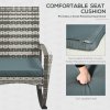 Outsunny PE Rattan Garden Rocking Chair, Outdoor Rocking with Cushion, 160 KG Capacity Wicker Garden Armchair Rocker with Metal Frame for Patio, Porch, Balcony, Light Grey