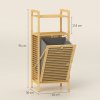 HOMCOM Bamboo Laundry Cabinet with Slatted Door, Bathroom Cabinet with Tilt-Out Hamper and Removable Liner Bag, 40 x 30D x 95 cm, Natural Wood Finish