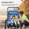 HOMCOM 2 Seat Bike Trailer for Kids, Baby Bike Stroller with 5 Point Harness, Child Bicycle Trailer with Safety Flag, Reflectors, Windproof Curtain, for 18+ Months, Blue