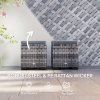 Outsunny Set of 2 Rattan Storage Ottoman, Outdoor Footstool with Removable Cushions, Garden Storage Seat for Balcony, Porch, Living Room, Dark Grey