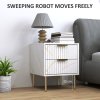 HOMCOM Marble Pattern Bedside Table, Fluted Bedside Cabinet with 2 Drawers, Side End Table with Steel Legs for Bedroom, White