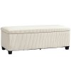 HOMCOM Storage Ottoman Bench, Corduroy Footstool with Removable Lid and Legs, 112cm Storage Chest Box for Living Room, Bedroom, Hallway