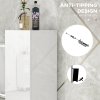 kleankin High Gloss Bathroom Cabinet, Free Standing Storage Cupboard with Doors and Adjustable Shelves, White