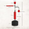 HOMCOM 4-in-1 Boxing Punching Bag Free Standing with 2 Speed Balls, 360 Degree Relax Bar, PU-Wrapped Boxing Bag and Fillable Base, 160-230cm Adjustable Height, Red