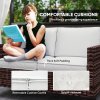 Outsunny 2 Seater Rattan Sofa with Cushions, Wicker Garden Loveseat with Armrests, Outdoor Garden Sofa Couch with Steel Frame for Balcony, Porch, Brown