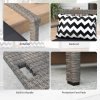 Outsunny 2 Seater Garden Storage Bench with 160L Capacity, PE Rattan Garden Bench with Storage, Wicker Outdoor Bench Loveseat with Cushion, Pillows and Steel Frame for Patio, Grey