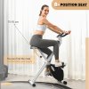 SPORTNOW Folding Exercise Bike, Quiet Stationary Bike with 8-Level Magnetic Resistance, Heart-Rate Sensor, Adjustable Seat and Wheels for Home Gym Workout, Black and White