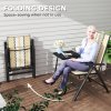Outsunny Rattan Folding Chair Outdoor Set of 2, 5-Position Adjustable Wicker Garden Dining Chair with High Backrest, Wide Armrest, for Patio, Terrace, Balcony, Orange