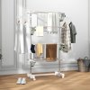 HOMCOM 4-Tier Clothes Airer, Stainless Steel Foldable Clothes Drying Rack with Wheels and Wings, Indoor and Outdoor, Easy Assembly, 142 x 55 x 172cm
