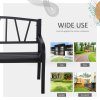 Outsunny 2-Seater Garden Bench Solid Metal Loveseat Outdoor Furniture for Patio Family Chair w/ Decorative Backrest Ergonomic Armrest