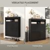 HOMCOM Narrow Shoe Cabinet, Wall Mounted or Freestanding Shoe Storage Cabinet with 2 Flip Drawers and Open Shelf for 12-16 Pairs of Shoes for Entryway, High Gloss
