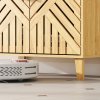 HOMCOM Under Sink Bathroom Cabinet, Bamboo Freestanding Under Sink Cabinet with Adjustable Shelf and Slat Doors for Basin without Pedestal, Natural