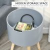HOMCOM Modern Side Table with Hidden Storage Space, Round Night Stand with Removable Tray Wood Frame End Coffee Table for Living Room
