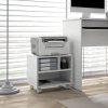 HOMCOM 2-Tier Printer Stand with Storage, Under Desk Printer Cart on Wheels with 3 Compartments, Desktop Printer Table for Home Office, White