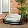 Outsunny 2 Person Inflatable Sofa Couch, Inflatable Chair with Soft Plush Fabric, for Camping, Gaming, Reading and Movie Watching, Grey