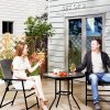 Outsunny Folding Garden Chairs Set of 2, PE Rattan Garden Dining Chairs with Armrests, High Back and Steel Frame, Weather Resistant Outdoor Dining Furniture for Patio, Balcony, Grey