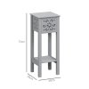 HOMCOM Side Table Set of 2, Bedside Table Set with Drawer and Storage Shelf, End Table Set with Elegant Flower-Shaped Design for Living Room Bedroom, Grey
