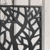 Outsunny Metal Garden Bed with Trellis, Wall Mounted or Freestanding Raised Planter with Privacy Panel, Two Big Trees Cut-out Privacy Screen with Planter Box for Climbing Plants, Flowers, Vegetables