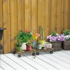 Outsunny 30L x 30W x 7Hcm 2 Pack Plant Stand with Wheels, Flowerpot Holder, Wooden Flower Display Stand for Indoor Outdoor Living Room Entryway