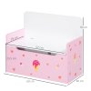 ZONEKIZ 2 in 1 Wooden Toy Box, Kids Storage Bench, Toy Chest with Safety Rod - Pink