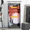 HOMCOM High Gloss Wardrobe, 2 Door Wardrobe with Hanging Rod and Storage Shelf, Clothes Storage Organizer with Anti-tipping Design for Bedroom, Grey