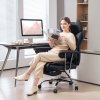HOMCOM Executive Office Chair, Leathaire Reclining Computer Desk Chair with Lumbar Support Pillow, High Back, Footrest, Silent Swivel Wheels, Armrest, Height Adjustable for Home, Black