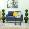 HOMCOM Set of 2 Decorative Artificial Trees, Topiary Ball-shaped Boxwood Trees in Pot, Fake Plants for Home Indoor outdoor Decor, 100cm, Green