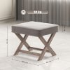 HOMCOM Vintage Footstool Padded Seat X Leg Chair Velvet Cover Shabby Chic Footrest Solid Rubber Wood Frame 49.5 x 45 x 41 cm Grey