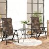 Outsunny Set of 2 Outdoor Wicker Folding Chairs, Patio PE Rattan Dining Armrests Chair set with 7 Levels Adjustable Backrest, for Outdoors, Camping, Brown