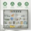 HOMCOM 5-Tier Wall Mounted Display Cabinet, Display Case with 4 Adjustable Shelves, Glass Doors for Home Office Ornaments 60x80cm, Grey Wood Grain