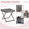 Outsunny Folding Rattan Garden Coffee Table, Small Square Outdoor Bistro Side Table with Rattan Top for Patio, Balcony, Porch, 40 x 40 x 40 cm, Grey