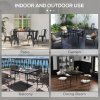 Outsunny Outdoor Dining Table for 4, Square Garden Table with Marble Effect Tempered Glass Top and Steel Frame for Balcony, Patio, 90cm x 90cm, Black