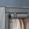 HOMCOM Fabric Wardrobe, Portable Fabric Cabinet, Foldable Coat Rack with 4 Shelves, 2 Hanging Rails, 118 x 49 x 170 cm, Light Grey